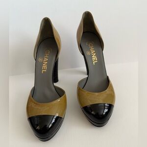 Vintage Chanel Olive and Black Pumps